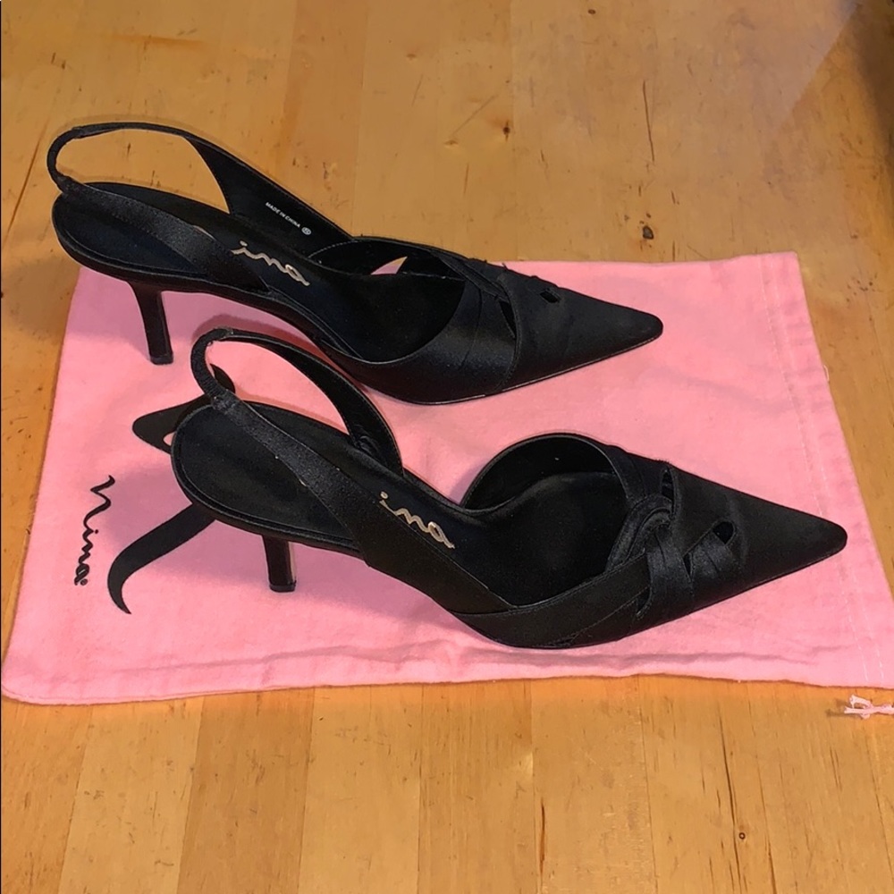 Nina Shoes “Ileana” Black Luster Slingback